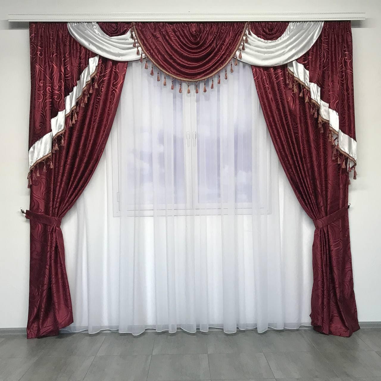 Готовые шторы жаккардовые 150х270 cm (2 шт) с ламбрекеном ALBO Бордовый (LS-240-20)
Готовые шторы жаккардовые 150х270 cm (2 шт) с ламбрекеном ALBO Бордовый (LS-240-20)