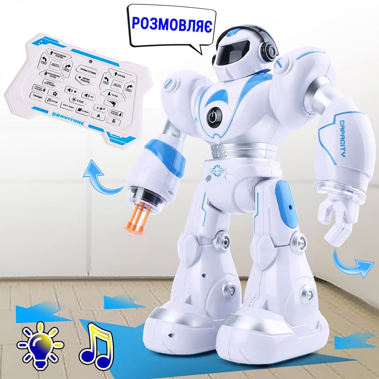 Робот на радиоуправлении A-toys Lezo Robot 35 - танцует, со световыми и звуковыми эффектами, разговаривает на английском языке Белый с синим
Робот на радиоуправлении A-toys Lezo Robot 35 - танцует, со световыми и звуковыми эффектами, разговаривает на английском языке Белый с синим