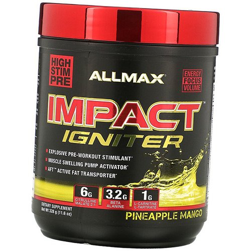 Предтренировочный комплекс, Impact Igniter, Allmax Nutrition 328г Ананас-манго (11134004)
Предтренировочный комплекс, Impact Igniter, Allmax Nutrition 328г Ананас-манго (11134004)