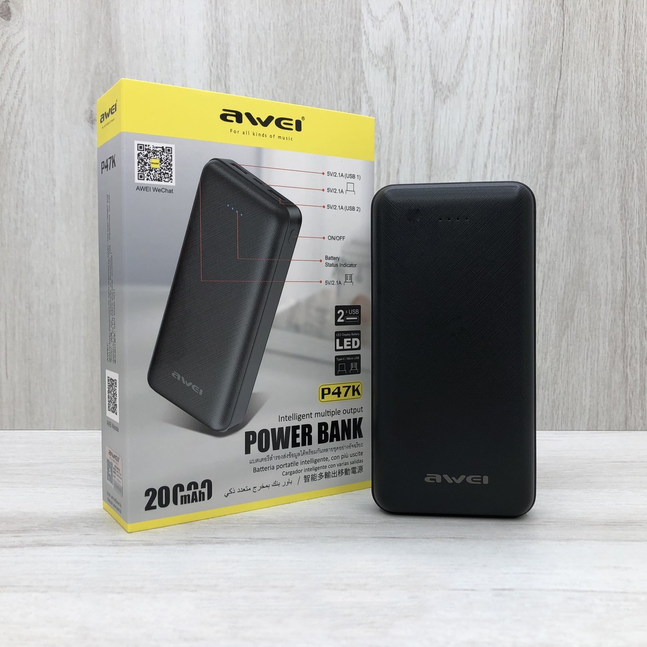 УМБ Павер Банк Awei P47K Power Bank 20000 mhA Универсальная мобильная батарея Черный
УМБ Павер Банк Awei P47K Power Bank 20000 mhA Универсальная мобильная батарея Черный