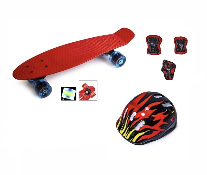 Шлем + Защита + Пенни борд (Penny Board) 22 Красный цвет со светящимися колесами
Шлем + Защита + Пенни борд (Penny Board) 22 Красный цвет со светящимися колесами