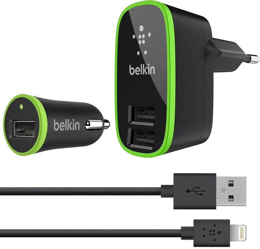 Зарядний комплект 3 в 1 Belkin Charger Kit Car Charger USB Home Charger 2USB Lightning Cable Чорний
Зарядний комплект 3 в 1 Belkin Charger Kit Car Charger USB Home Charger 2USB Lightning Cable Чорний