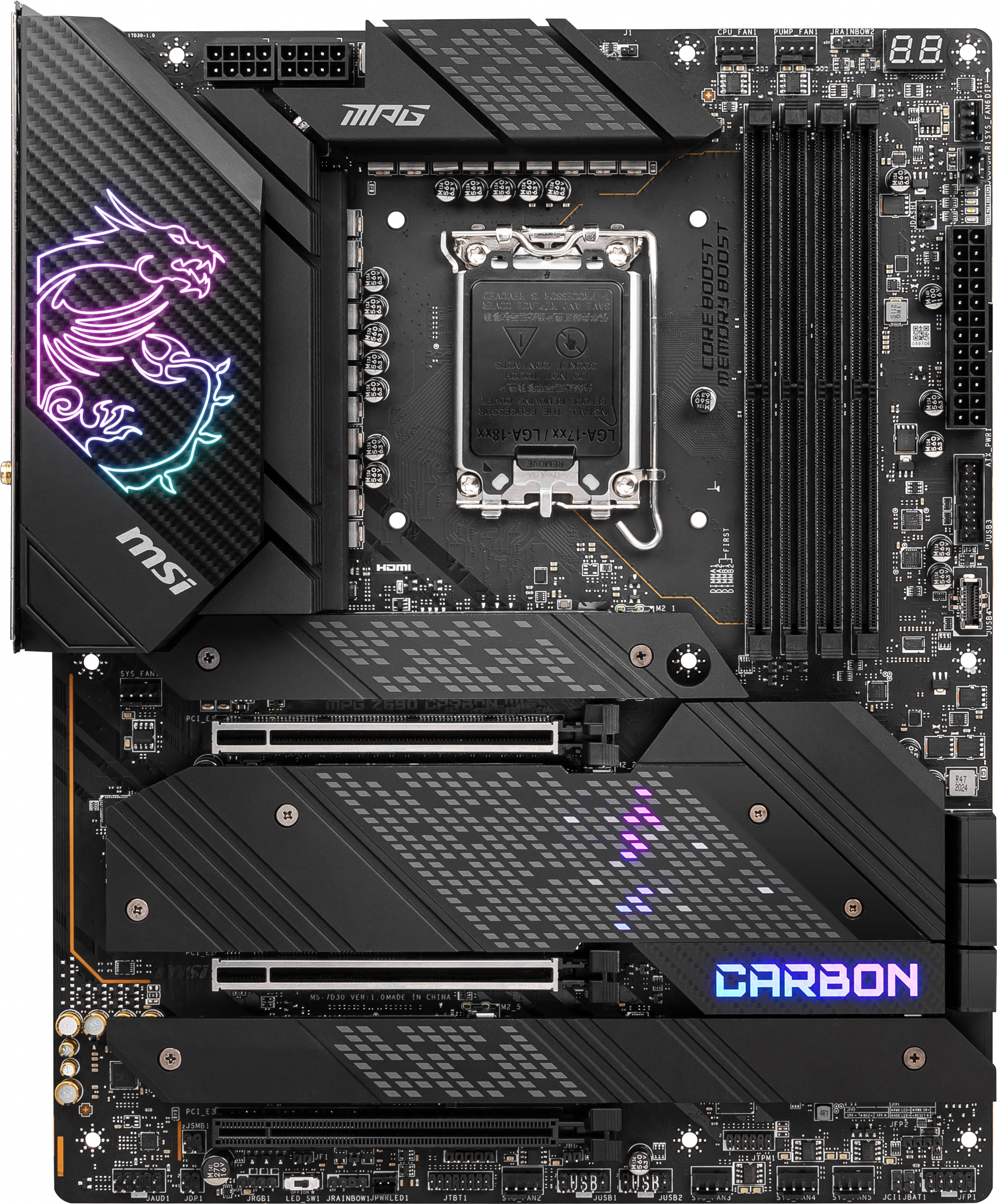 Материнская плата MSI MPG Z690 Carbon Wi-Fi (s1700, Intel Z690, PCI-Ex16)
Материнская плата MSI MPG Z690 Carbon Wi-Fi (s1700, Intel Z690, PCI-Ex16)