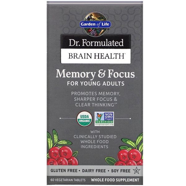 Комплекс для мозку пам'яті і концентрації уваги Dr. Formulated Brain Health Garden Of Life 60 таблеток (GOL077)
Комплекс для мозку пам'яті і концентрації уваги Dr. Formulated Brain Health Garden Of Life 60 таблеток (GOL077)