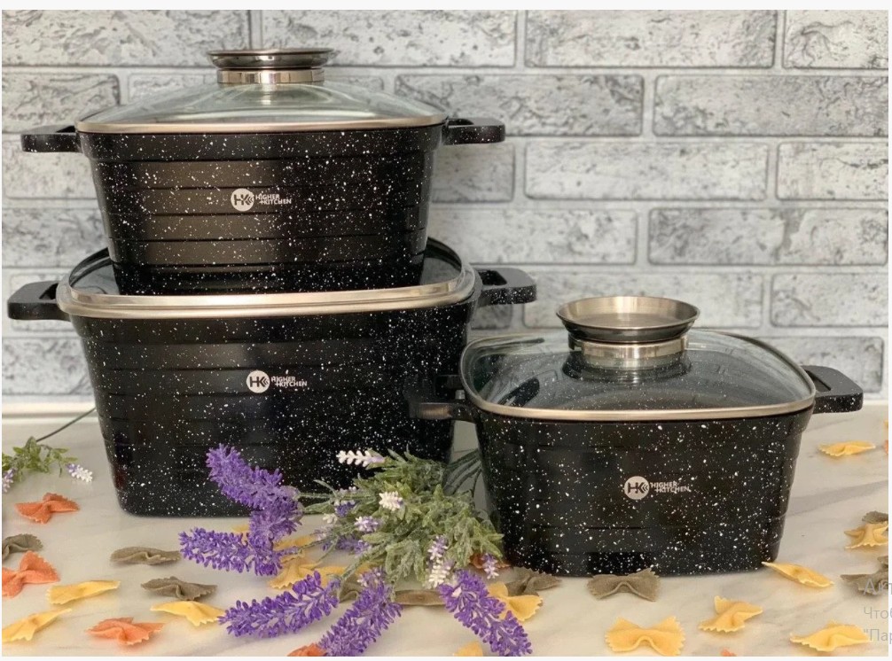 Набор кастрюль (казанов) Higher Kitchen HK-301, с гранитным покрытием, 3шт, Квадратные Черные
Набор кастрюль (казанов) Higher Kitchen HK-301, с гранитным покрытием, 3шт, Квадратные Черные