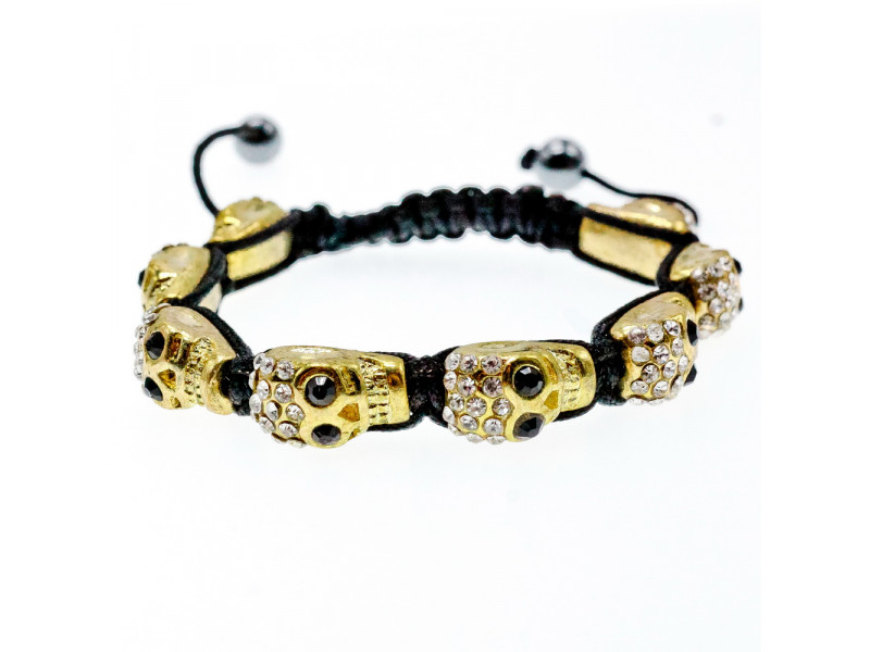 Браслет Шамбала с фианитами Золотой череп Sky Jewelry 003504
Браслет Шамбала с фианитами Золотой череп Sky Jewelry 003504