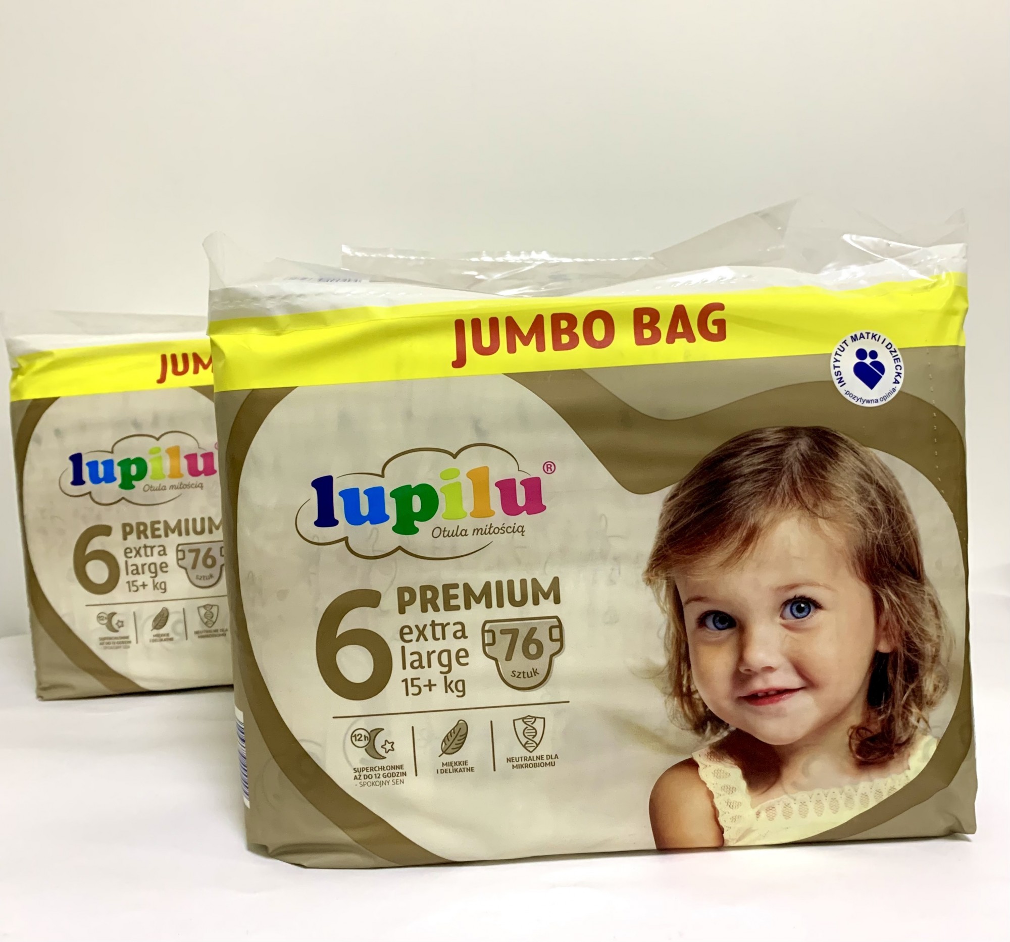 Набір з 2 уп.по 76 шт.(152шт.)підгузників 6 розміру Lupilu premium Jumbo Bag 15+кг.
Набір з 2 уп.по 76 шт.(152шт.)підгузників 6 розміру Lupilu premium Jumbo Bag 15+кг.