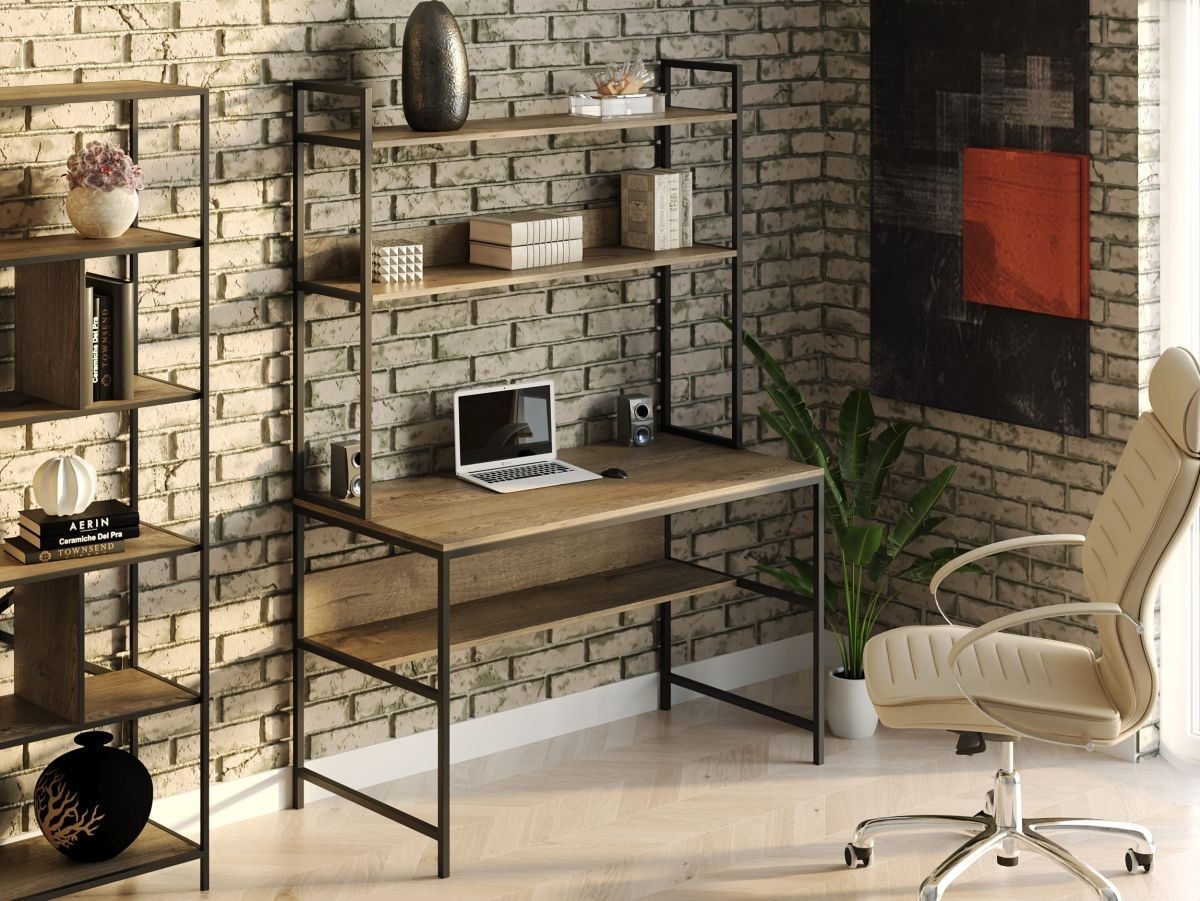Стол компьютерный письменный с металлическим каркасом в стиле Лофт (Loft) DrevoGoods усиленный, прямой, рабочий для дома и офиса 1600х750х600мм; металл: Черный; дерево: Аликанте темный + стеллаж с полками
Стол компьютерный письменный с металлическим каркасом в стиле Лофт (Loft) DrevoGoods усиленный, прямой, рабочий для дома и офиса 1600х750х600мм; металл: Черный; дерево: Аликанте темный + стеллаж с полками