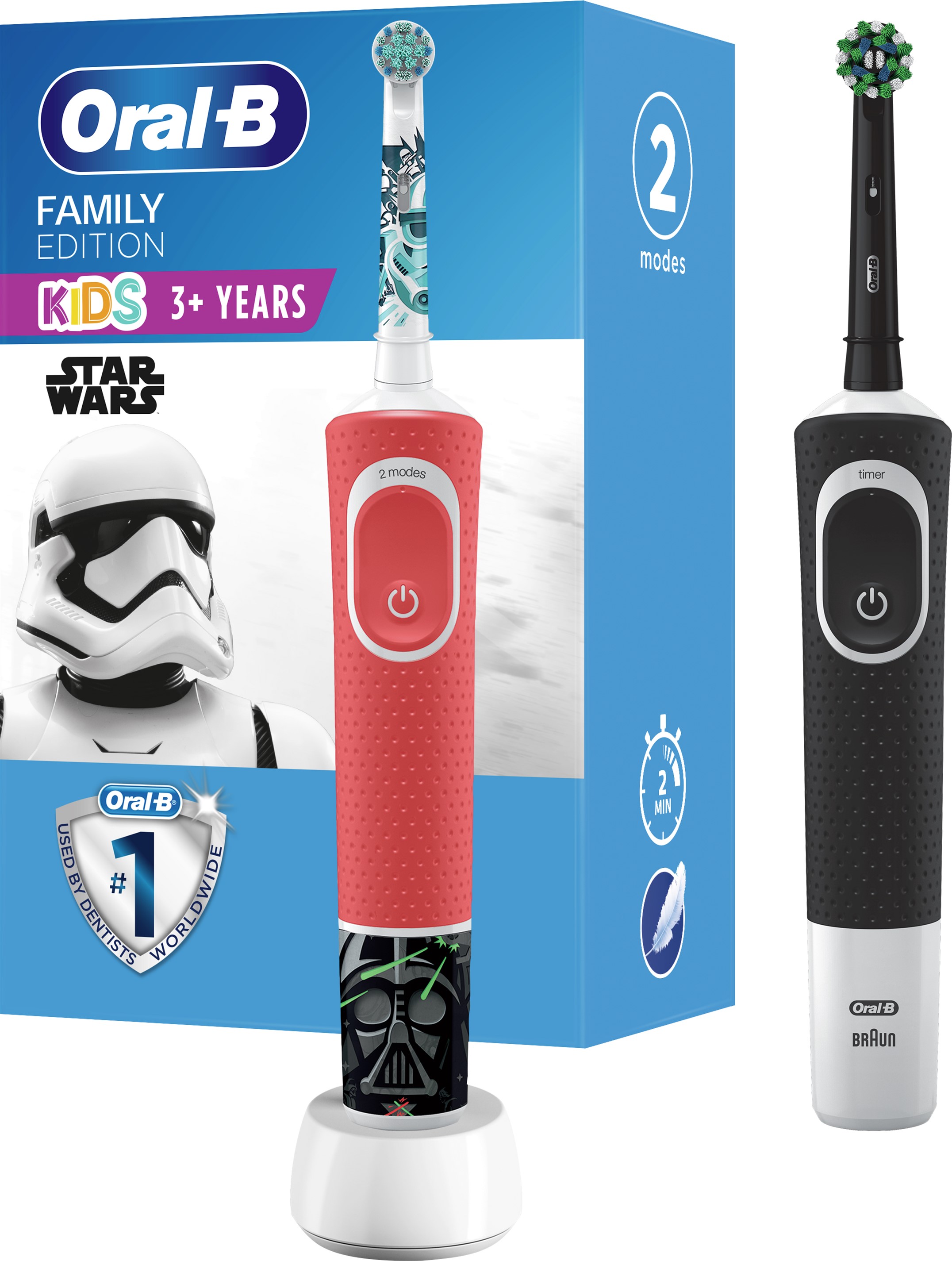 Набор электрических зубных щеток ORAL-B BRAUN Family Edition, 2 шт: Vitality & Kids Звездные Войны
Набор электрических зубных щеток ORAL-B BRAUN Family Edition, 2 шт: Vitality & Kids Звездные Войны