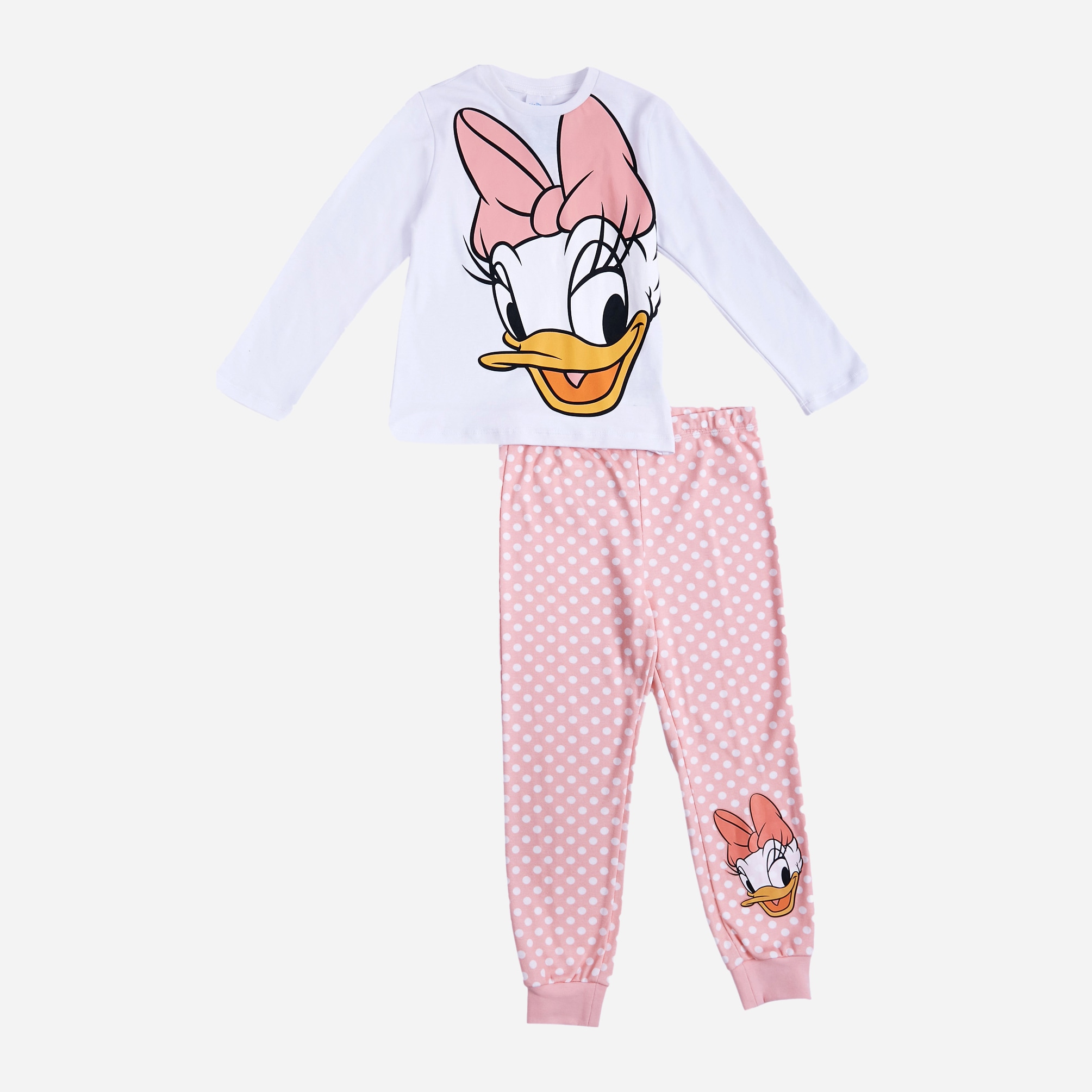 Пижама (футболка с длинным рукавом + штаны) Disney Дейзи Дак DA18470 110 см Бело-розовая
Пижама (футболка с длинным рукавом + штаны) Disney Дейзи Дак DA18470 110 см Бело-розовая