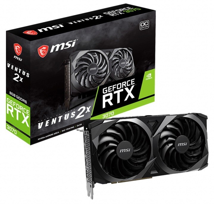 Відеокарта MSI PCI-Ex GeForce RTX 3070 VENTUS 2X 8G OC LHR 8GB GDDR6 (256bit) (1755/14000) (HDMI, 3 x DisplayPort) (RTX 3070 VENTUS 2X 8G OC LHR)
Відеокарта MSI PCI-Ex GeForce RTX 3070 VENTUS 2X 8G OC LHR 8GB GDDR6 (256bit) (1755/14000) (HDMI, 3 x DisplayPort) (RTX 3070 VENTUS 2X 8G OC LHR)