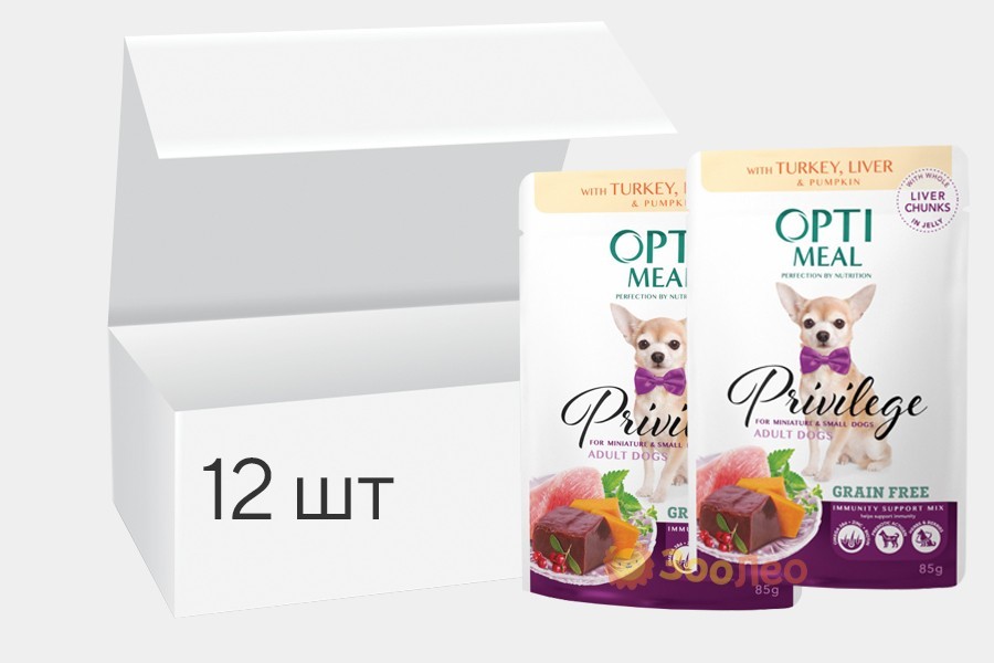 Упаковка влажного корма Optimeal для взрослых собак миниатюрных и малых пород со вкусом индейки и печенью в тыквенном желе 85 г 12 шт
Упаковка влажного корма Optimeal для взрослых собак миниатюрных и малых пород со вкусом индейки и печенью в тыквенном желе 85 г 12 шт