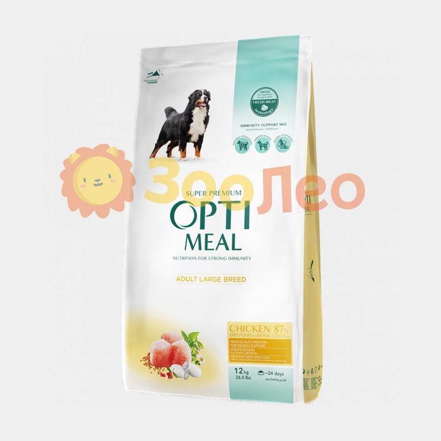 Сухой полнорационный корм Optimeal для собак больших пород со вкусом курицы 12 кг
Сухой полнорационный корм Optimeal для собак больших пород со вкусом курицы 12 кг