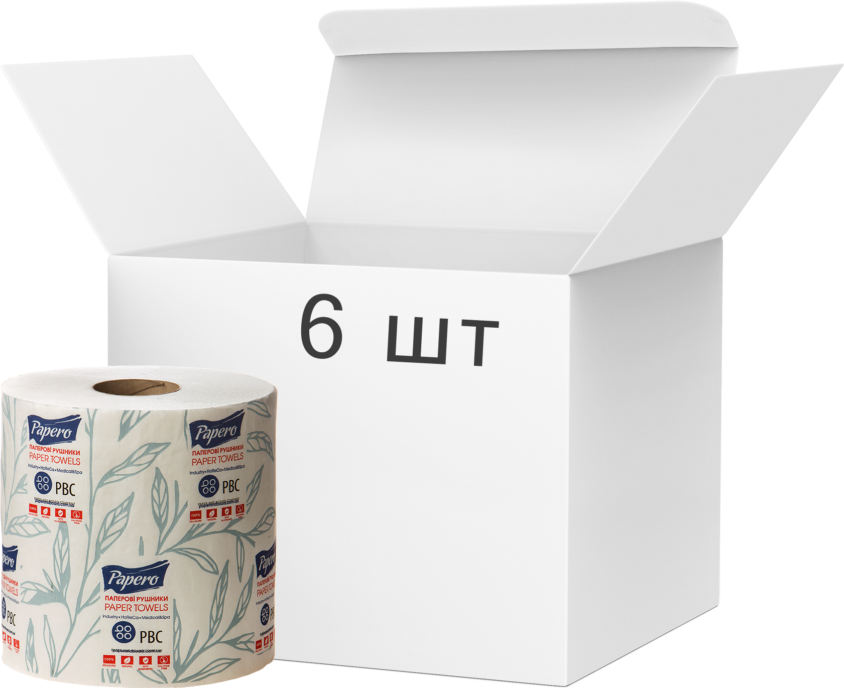 Бумажные полотенца Papero Джамбо 120 м 6 рулонов 
Бумажные полотенца Papero Джамбо 120 м 6 рулонов