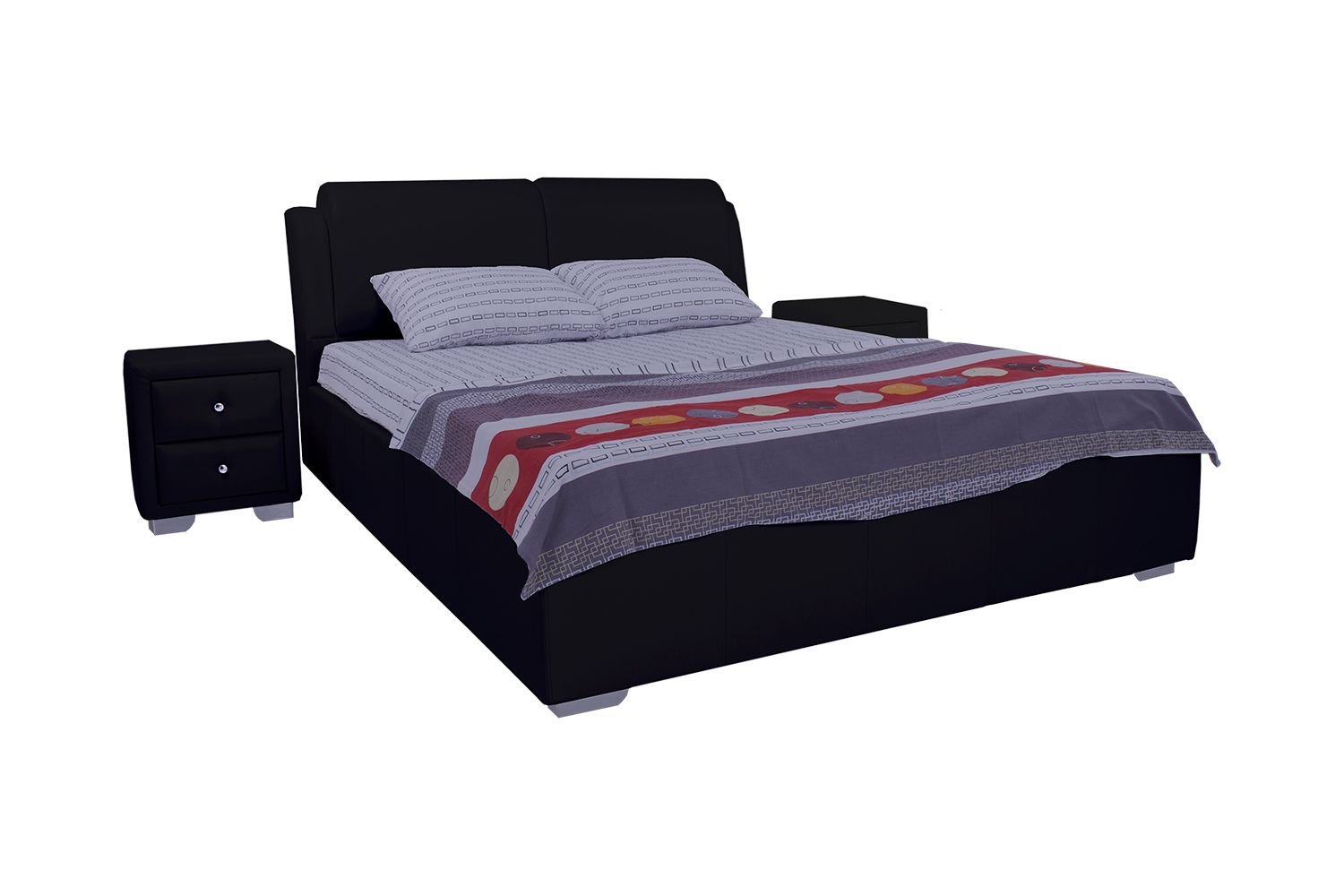 Кровать со съемным чехлом Zevs-M Калифорния (металлический каркас) Boom 24 черная 140х190