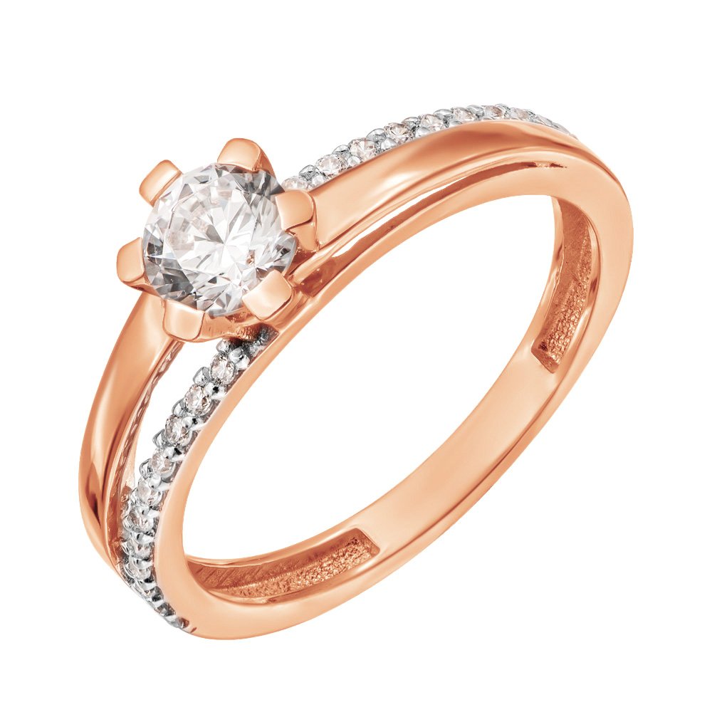 Кольцо из красного золота с фианитами и родированием 000127986 18.5 размера 
Кольцо из красного золота с фианитами и родированием 000127986 18.5 размера