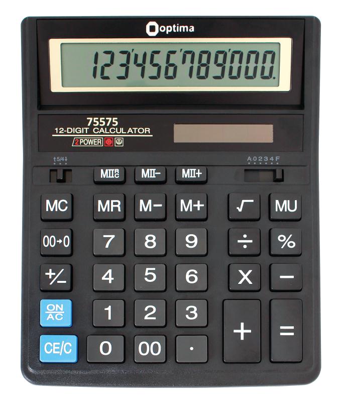 Калькулятор настольный Optima 75575, 12 разрядов, фиксированный угловой, 200х154х36, черный
Калькулятор настольный Optima 75575, 12 разрядов, фиксированный угловой, 200х154х36, черный