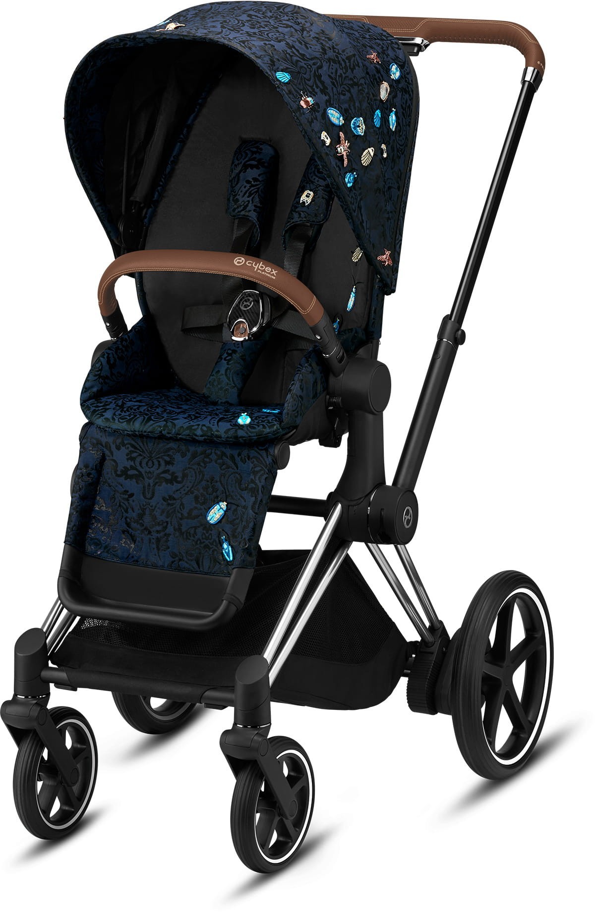 Прогулочная коляска Cybex e-Priam Fashion Edition Jewels of Nature dark blue шасси Chrome Brown
Прогулочная коляска Cybex e-Priam Fashion Edition Jewels of Nature dark blue шасси Chrome Brown