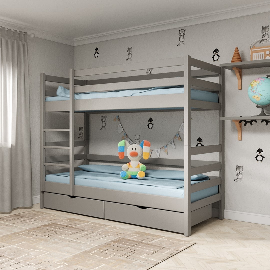 Двухъярусная кровать MEBLIUS Засоня 80 см x 200 см Серая с выдвижными ящиками
Двухъярусная кровать MEBLIUS Засоня 80 см x 200 см Серая с выдвижными ящиками