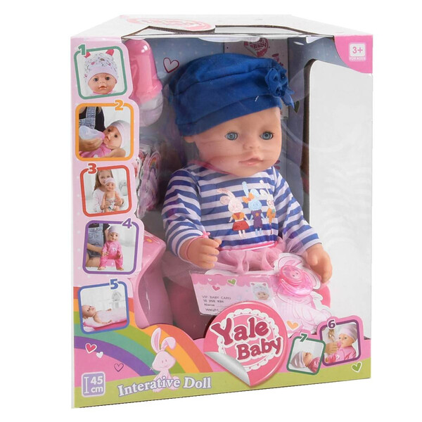 Пупс-девочка функциональный интерактивный Yale Baby 45 см с аксессуарами в синей шляпке (6554438)
Пупс-девочка функциональный интерактивный Yale Baby 45 см с аксессуарами в синей шляпке (6554438)