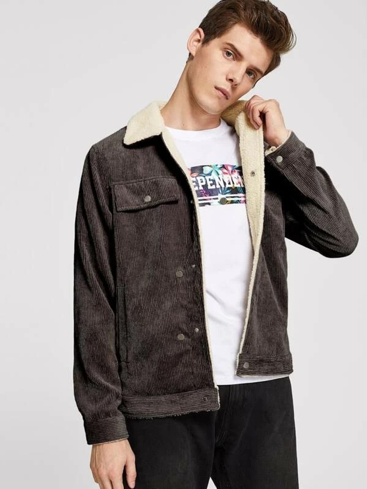 Мужская вельветовая куртка из искусственной шерсти на пуговицах Shein 181030754  Коричневый, Мужская вельветовая куртка из искусственной шерсти на пуговицах Shein 181030754 M Коричневый 
Мужская вельветовая куртка из искусственной шерсти на пуговицах Shein 181030754  Коричневый, Мужская вельветовая куртка из искусственной шерсти на пуговицах Shein 181030754 M Коричневый