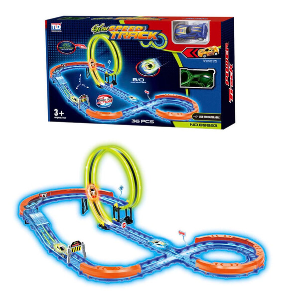 Детский автотрек с петлей Glow Speed Track 39 элементов с машинкой на аккумуляторе с подсветкой (6495014)
Детский автотрек с петлей Glow Speed Track 39 элементов с машинкой на аккумуляторе с подсветкой (6495014)