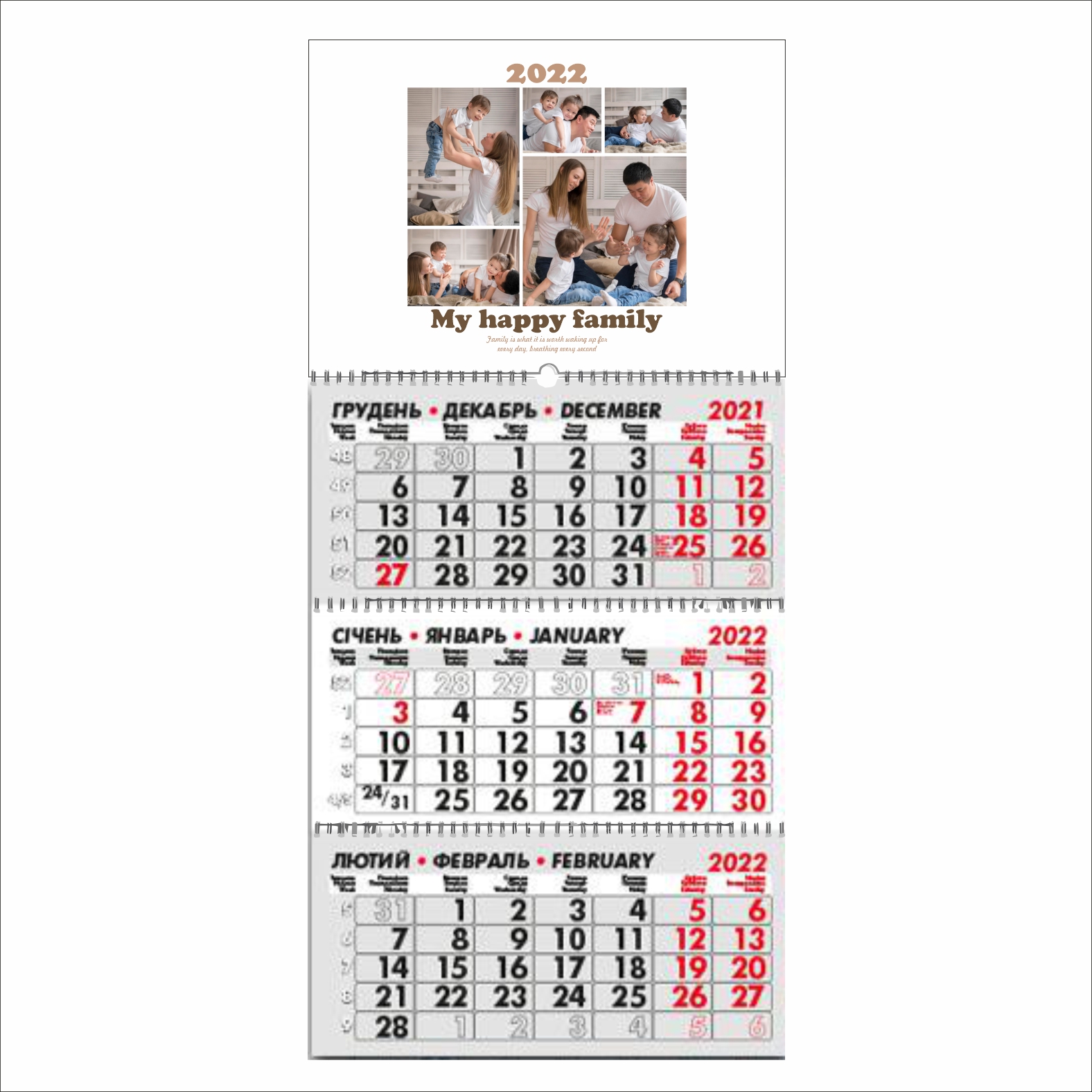 Календарь квартальный Vivay с вашим фото “My happy family” 29,7х63 см (9556)
Календарь квартальный Vivay с вашим фото “My happy family” 29,7х63 см (9556)