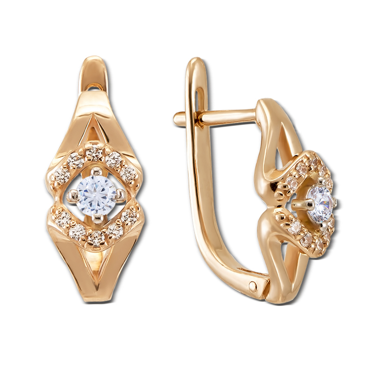 Серьги из красного золота с фианитами 000134724 
Серьги из красного золота с фианитами 000134724