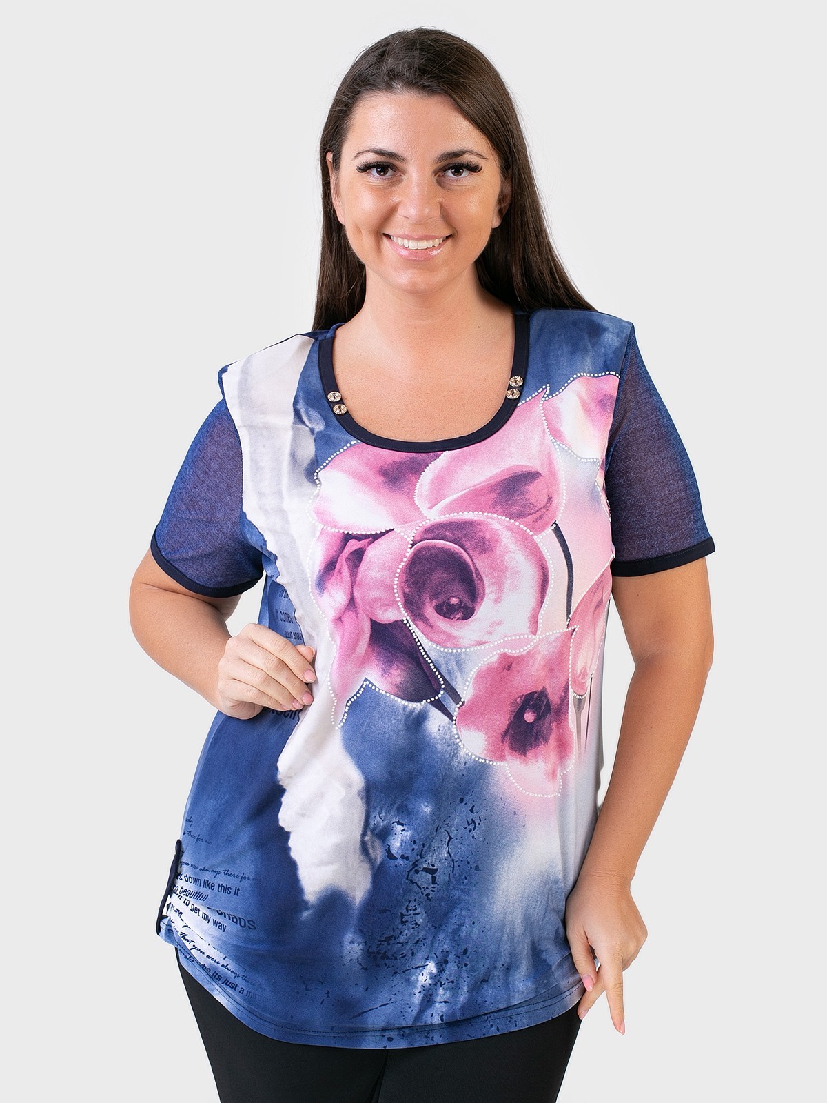 Туника трикотажная  голубая с принтом роза ART 00005, Туника трикотажная 58 голубая с принтом роза ART 00005 
Туника трикотажная  голубая с принтом роза ART 00005, Туника трикотажная 58 голубая с принтом роза ART 00005