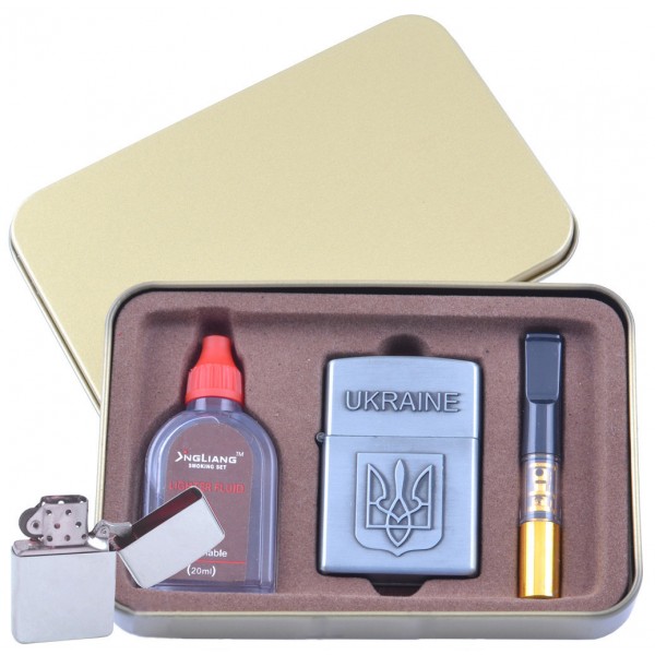 Зажигалка бензиновая в подарочной коробке (Баллончик бензина/Мундштук) Герб Украины XT-4930-2
Зажигалка бензиновая в подарочной коробке (Баллончик бензина/Мундштук) Герб Украины XT-4930-2