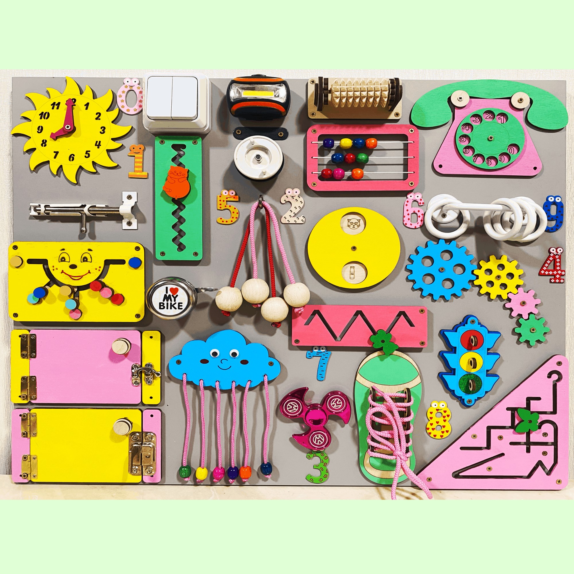 Развивающая доска размер 50*60 Бизиборд для детей "Нюдовый с розовым" на 43 элемента!
Развивающая доска размер 50*60 Бизиборд для детей "Нюдовый с розовым" на 43 элемента!