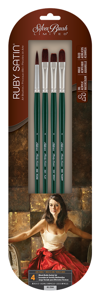 Набор кистей Silver Brush Ruby Satin (длинная ручка): круглая №4; плоская длинная №4, короткая №4; "кошачий язык" №4
Набор кистей Silver Brush Ruby Satin (длинная ручка): круглая №4; плоская длинная №4, короткая №4; "кошачий язык" №4