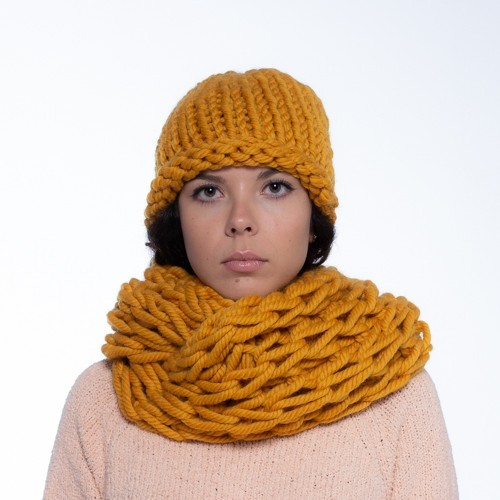 Комплект зимний из толстой пряжи шапка и снуд PureWool Zefir Горчичный ZR10429NW
Комплект зимний из толстой пряжи шапка и снуд PureWool Zefir Горчичный ZR10429NW