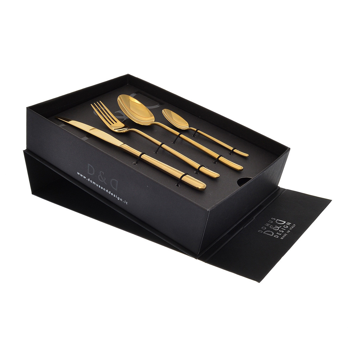 Набор столовых приборов Domus&Design Chery Stainless Steel Shine Gold 24 шт CD26CH/GG 
Набор столовых приборов Domus&Design Chery Stainless Steel Shine Gold 24 шт CD26CH/GG