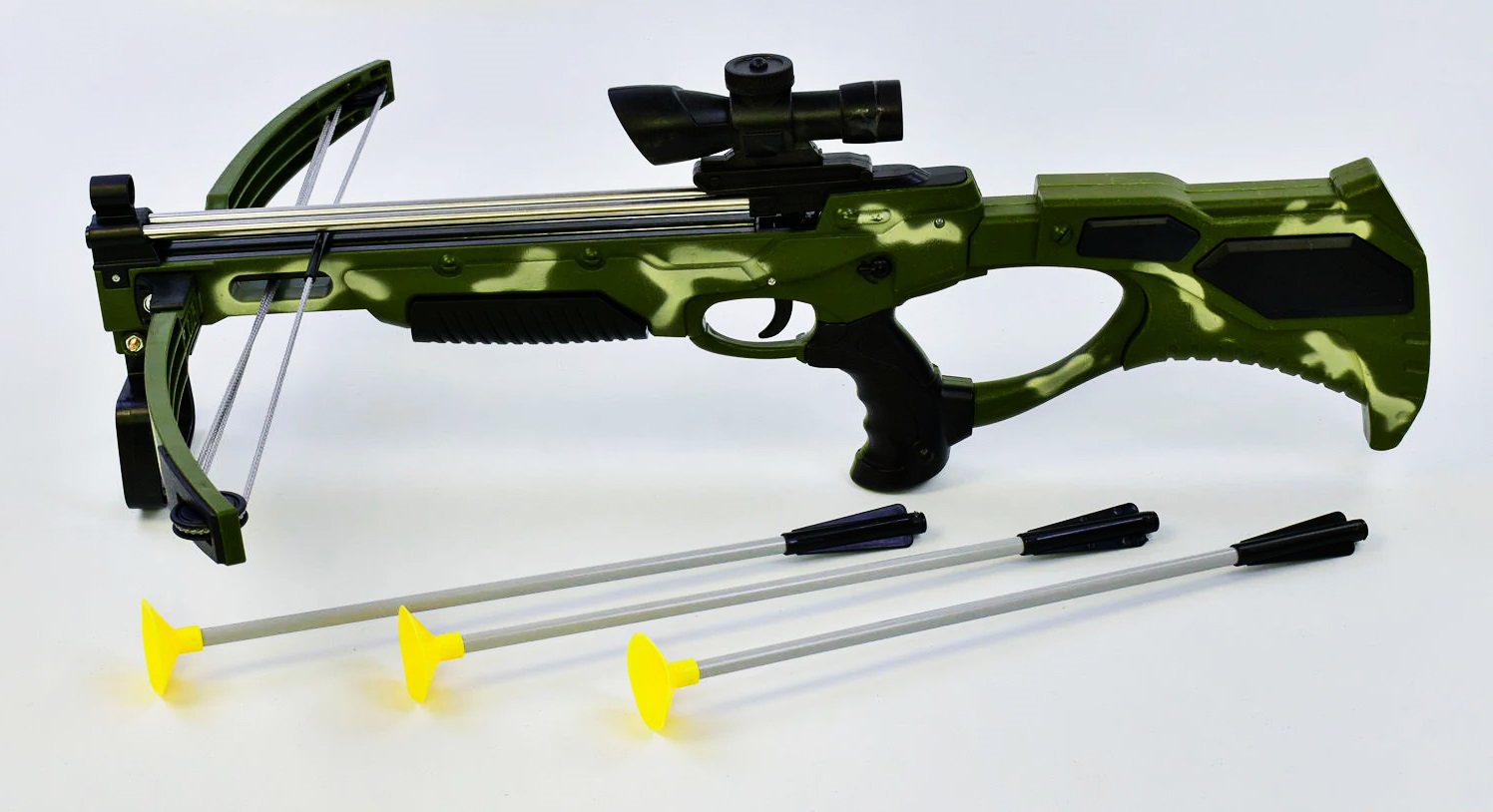 Игрушечный арбалет "Crossbow" лазерный прицел, стрелы на присосках, на батарейке (54594)
Игрушечный арбалет "Crossbow" лазерный прицел, стрелы на присосках, на батарейке (54594)