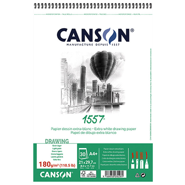 Альбом для графики на спирали Canson 1557 Dessin 180 г/м2 A4 30 л (C31412A004)
Альбом для графики на спирали Canson 1557 Dessin 180 г/м2 A4 30 л (C31412A004)