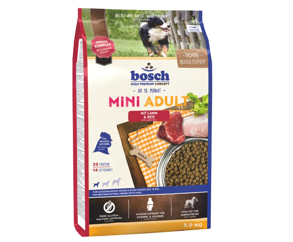 Сухой корм для собак малых пород, ягненок с рисом Bosch Mini Adult Lamb & Rice 3 кг Bosch BGL-BO-16
Сухой корм для собак малых пород, ягненок с рисом Bosch Mini Adult Lamb & Rice 3 кг Bosch BGL-BO-16
