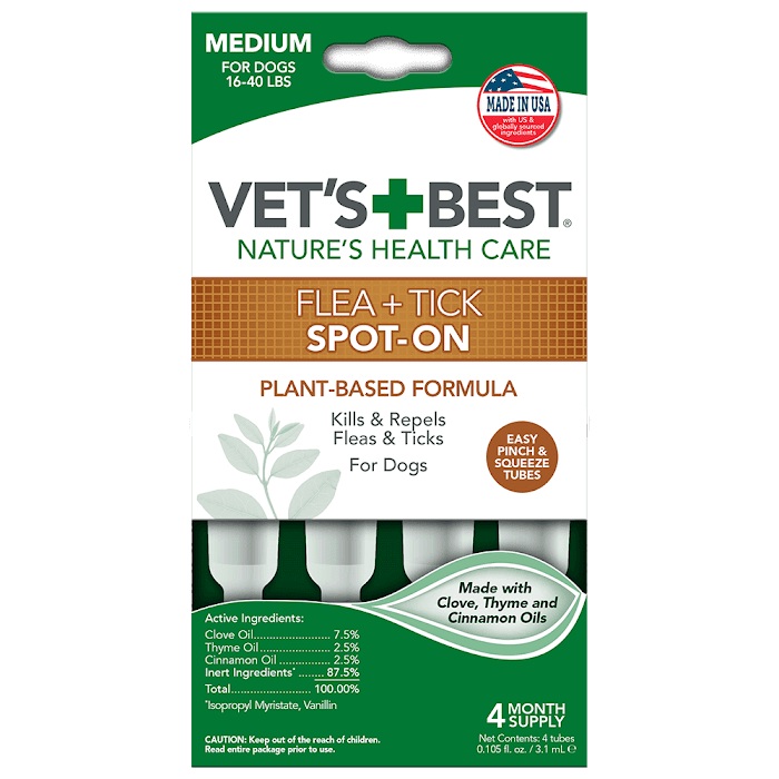 Капли от блох и клещей для собак крупных пород от 18 кг Vet`s Best Flea + Tick Spot On Tubes Large 4 пипетки Vet's Best BGL-VB-28
Капли от блох и клещей для собак крупных пород от 18 кг Vet`s Best Flea + Tick Spot On Tubes Large 4 пипетки Vet's Best BGL-VB-28