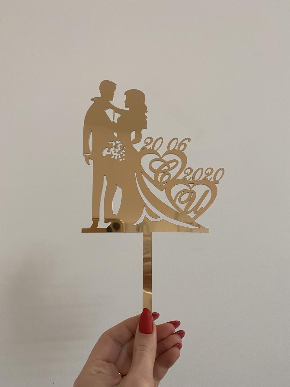 Топпер фигурка на торт зеркальный двухсторонний Manific Decor Свадебная пара с датой Золотой
Топпер фигурка на торт зеркальный двухсторонний Manific Decor Свадебная пара с датой Золотой