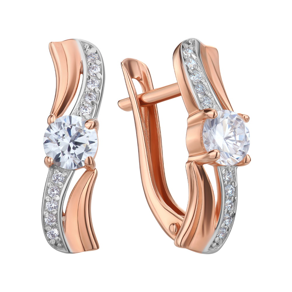 Золотые серьги в комбинированном цвете с фианитами 000145503
Золотые серьги в комбинированном цвете с фианитами 000145503