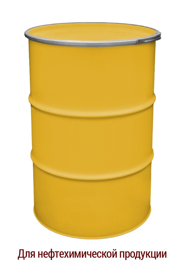 Бочка металлическая промышленная для нефтехимической продукции BіPOL 1А2 внутреннее покрытие RDL 50 212л жёлтая 1,2х1,2х1,2 UN 1A2/X360/S