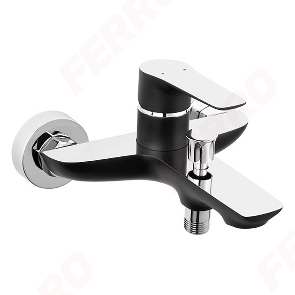 BDR1BLC Ferro (Польша) Adore Black/Chrome смеситель для ванны настенный с коротким изливом без душевого комплекта
BDR1BLC Ferro (Польша) Adore Black/Chrome смеситель для ванны настенный с коротким изливом без душевого комплекта