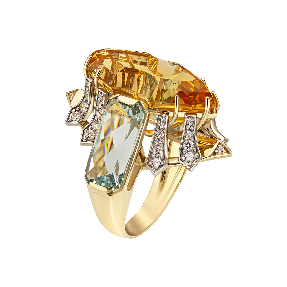 Кольцо в лимонном золоте с цитрином, кварцем и фианитами Tango Jewellery Company 370799М размер 18
Кольцо в лимонном золоте с цитрином, кварцем и фианитами Tango Jewellery Company 370799М размер 18