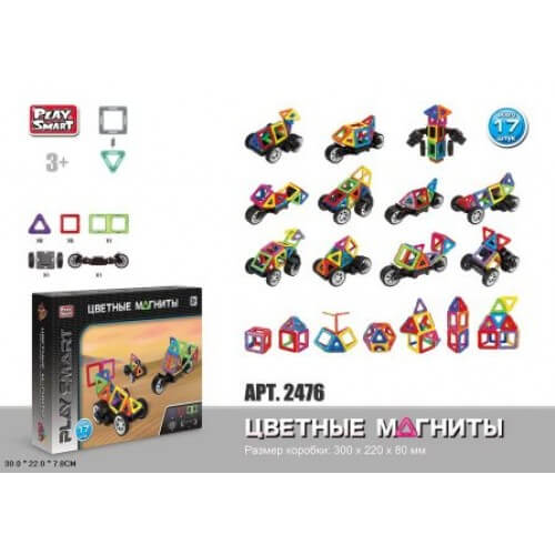 Конструктор магнитный «Цветные магниты» 17 деталей PLAY SMART 2476 Play Smart (2476)
Конструктор магнитный «Цветные магниты» 17 деталей PLAY SMART 2476 Play Smart (2476)