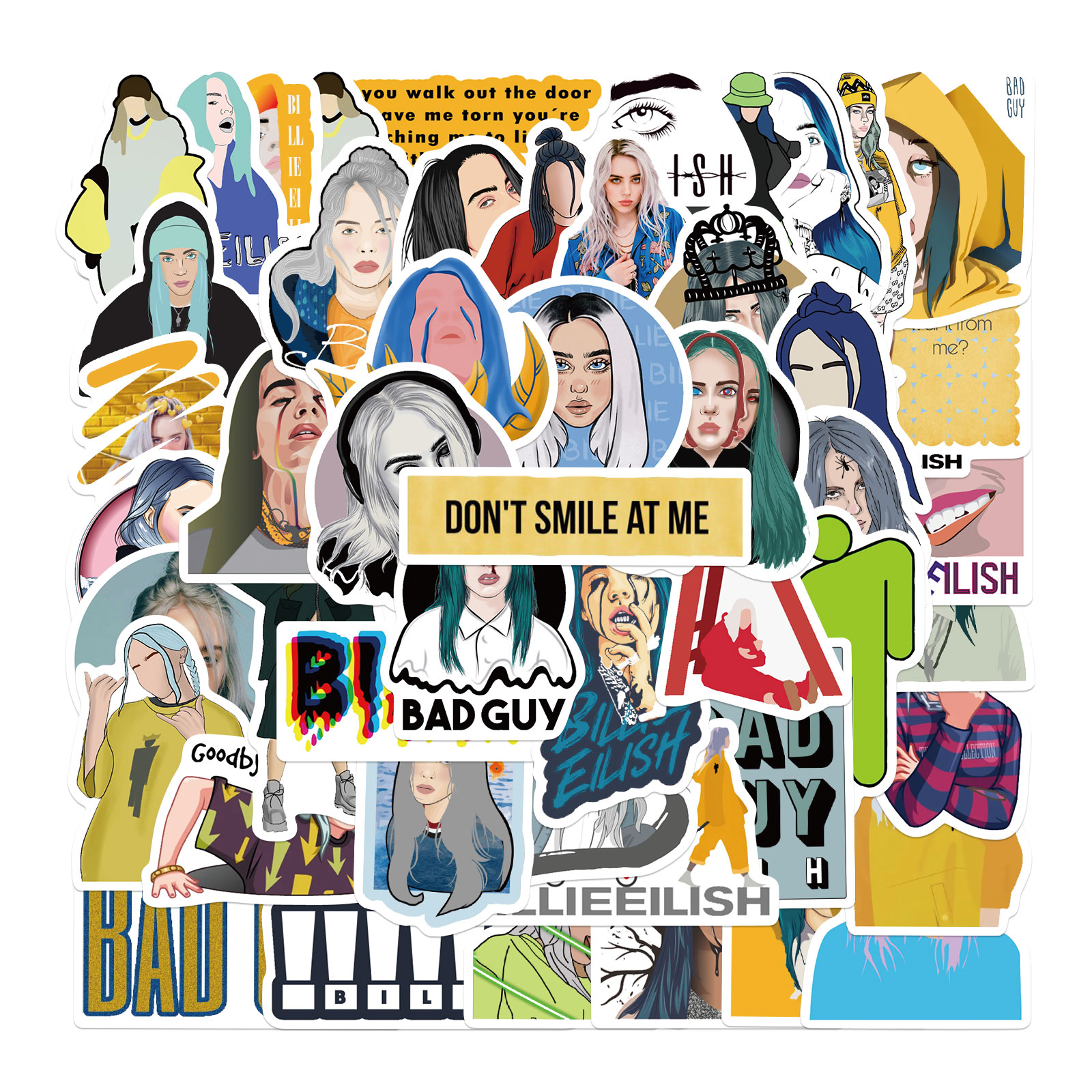 Набор наклеек stickers Billie Eilish - 50 шт | Билли Айлиш - Водостойкие стикеры для оклеивания
Набор наклеек stickers Billie Eilish - 50 шт | Билли Айлиш - Водостойкие стикеры для оклеивания