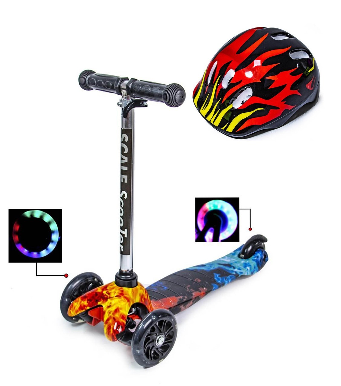 Детский самокат Scale Sports Mini Fire and Ice с шлемом чёрный цвет светящиеся колеса
Детский самокат Scale Sports Mini Fire and Ice с шлемом чёрный цвет светящиеся колеса