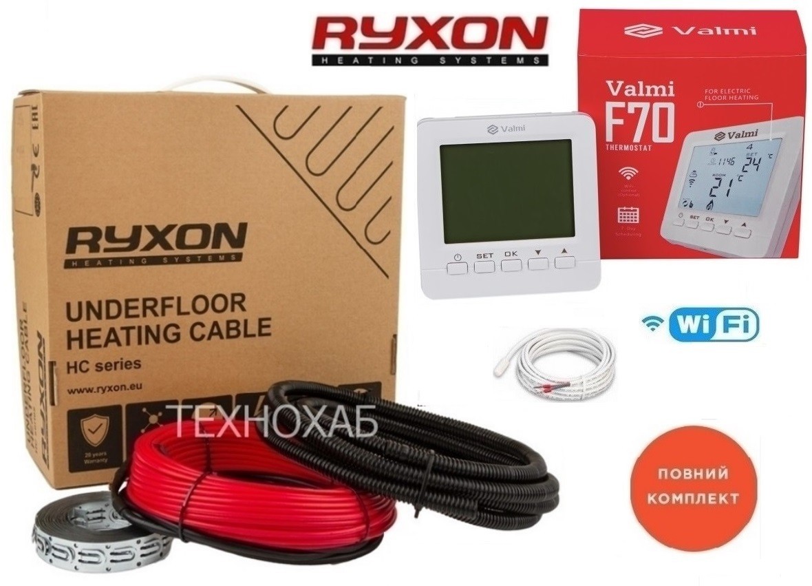 Теплый кабельный пол Ryxon 1м²-1,3м²/ 200Вт (10м) тонкий нагревательный кабель под плитку 20Вт/м с программируемым терморегулятором Valmi F70 WI-FI
Теплый кабельный пол Ryxon 1м²-1,3м²/ 200Вт (10м) тонкий нагревательный кабель под плитку 20Вт/м с программируемым терморегулятором Valmi F70 WI-FI