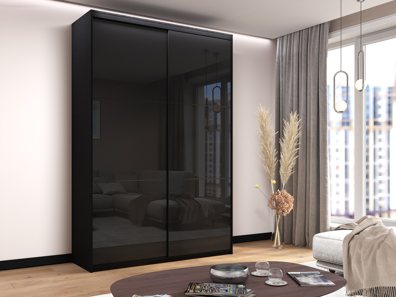Шкаф-купе VISKONTA "SLIM" 1600х2400х600 мм (Фасады стекло, Премиум ) Черный Глянец
Шкаф-купе VISKONTA "SLIM" 1600х2400х600 мм (Фасады стекло, Премиум ) Черный Глянец