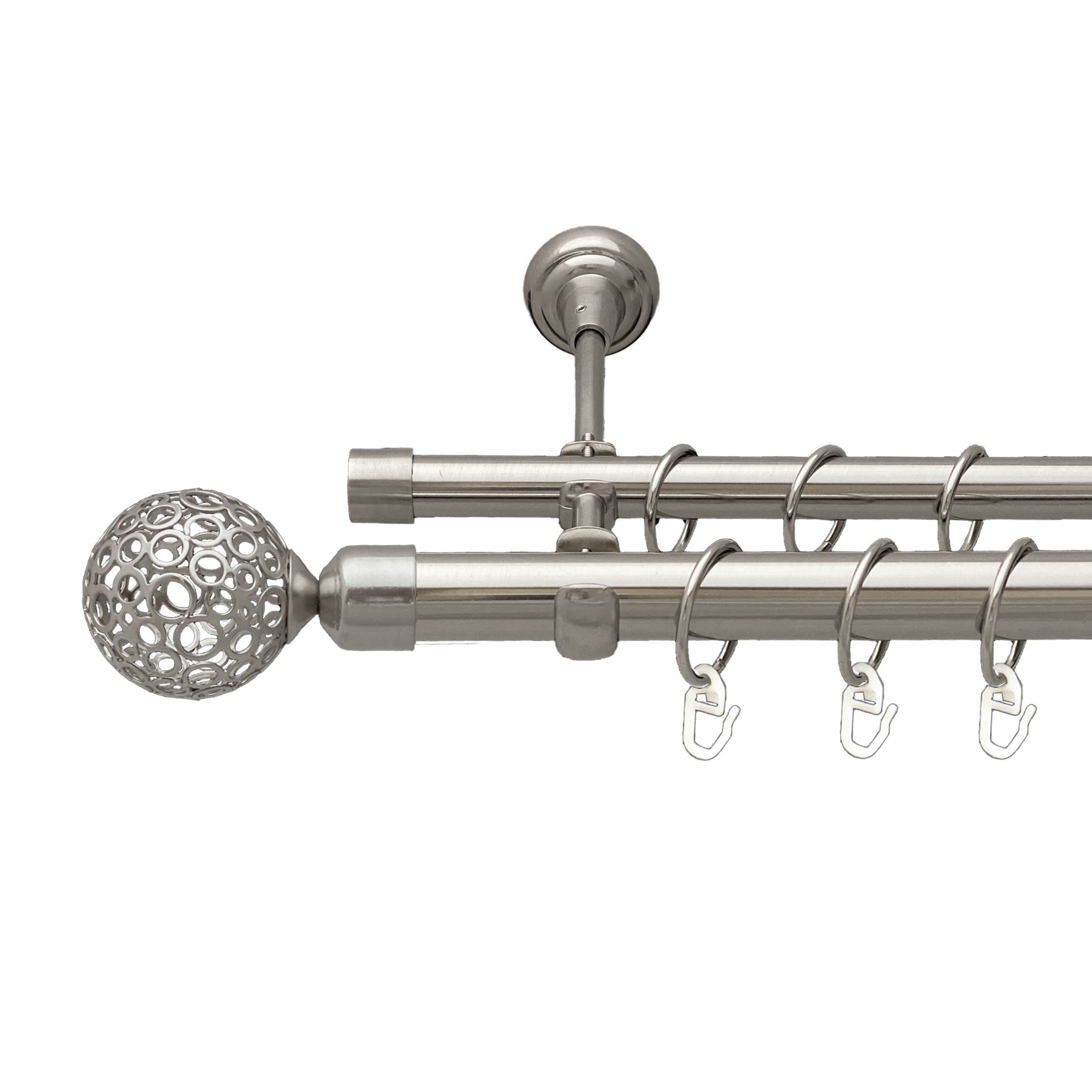 Карниз Orvit Савона металевий дворядний відкритий гладка труба кільце металеве Нержавіюча Сталь 25\19 мм 300 см 
Карниз Orvit Савона металевий дворядний відкритий гладка труба кільце металеве Нержавіюча Сталь 25\19 мм 300 см