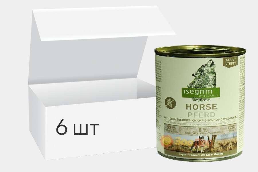 Упаковка влажного корма для собак isegrim adult steppe конина с черноплодной рябиной, шампиньонами и дикими травами 800г 6шт
Упаковка влажного корма для собак isegrim adult steppe конина с черноплодной рябиной, шампиньонами и дикими травами 800г 6шт